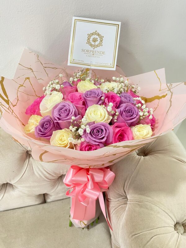 Bouquet de Rosas Tonos Pasteles