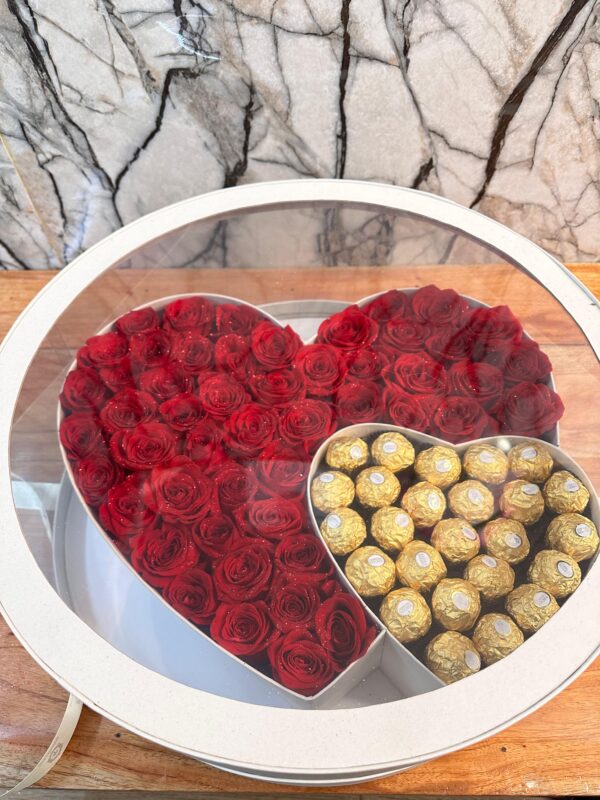 Caja de Rosas de Lujo Corazón Dúo
